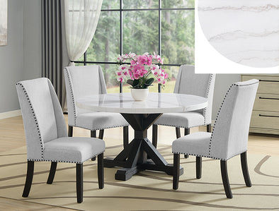 Valery 5pc Dining Set, Marble Top