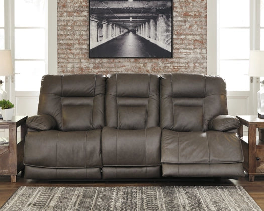 Umber Triple Power Leather Sofa