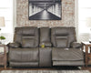 Umber Triple Power Leather Sofa