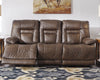 Umber Triple Power Leather Sofa