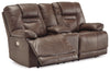 Umber Triple Power Leather Sofa