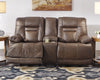 Umber Triple Power Leather Sofa