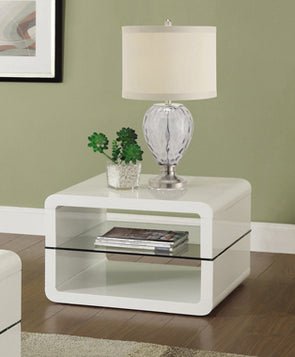 Square 2-Shelf End Table Glossy White