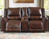 Forbstown Real Leather Reclining Sofa Loveseat Set