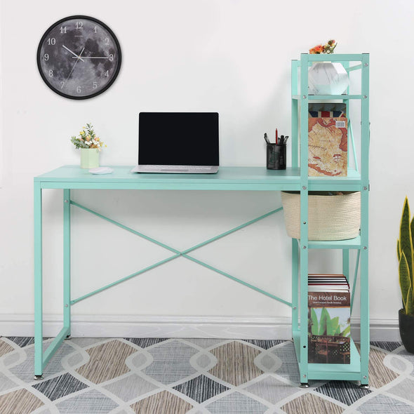 Aqua Computer Desk with Shelves