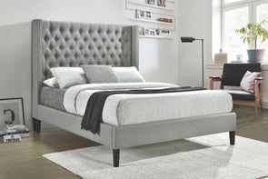 Summerset Light Grey Fabric Upholstered King Bed